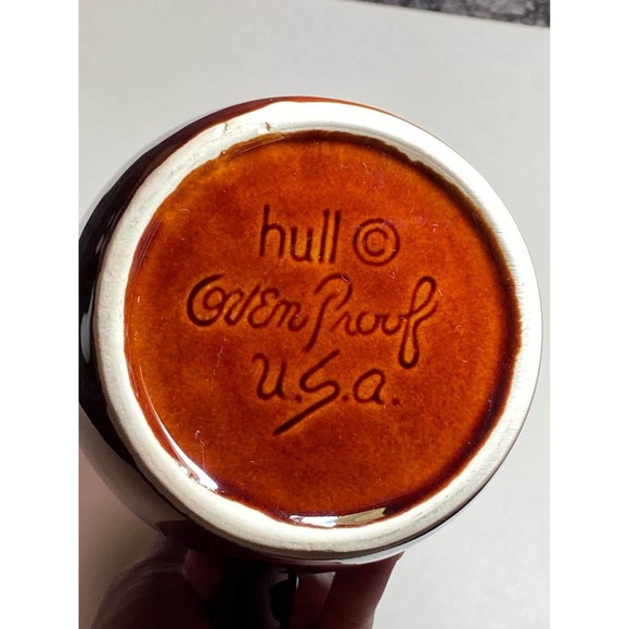 Vintage Hull Oven Proof Brown Drip Creamer Pitcher 4 1/2 in. - Picture 6 of 9